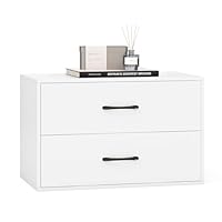 COSTWAY Wooden Chest of Drawers, Stackable 2-Drawer Dresser Storage Cabinet, Freestanding Bedside Chest Cupboard Organiser Unit for Bedroom, Living Room, Closet and Hallway, 60x34x38cm (White)