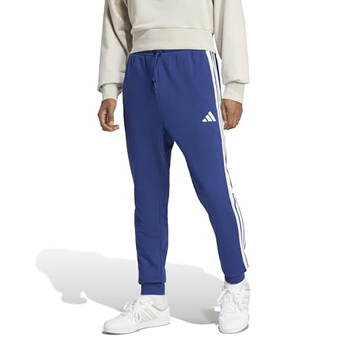 adidas Herren Essential Three Stripes French Terry Pants, Dark Blue/White, XL – Ansicht 3