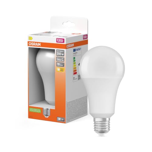 OSRAM LED Star Classic A200 Lampadina smerigliata, Base E27, 3452 lumen, Sostituzione di lampadine convenzionali da 200W, Bianco caldo (2700K), 18.4 x 9 x 9 cm, Confezione da 1