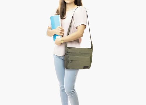 JAKAGO Wasserdichte Umhängetasche Herren,Multi-Tasche aus Segeltuch 15 Zoll Messenger Bag Arbeit Taschen für Herren & Damen,für Schule Reisen Arbeiten täglicher Gebrauch, Grün