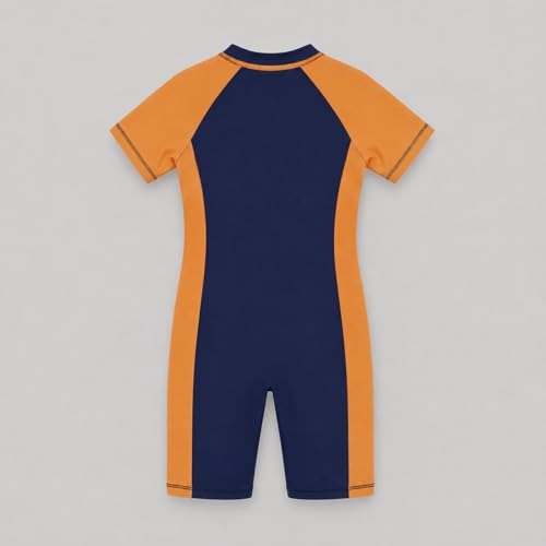 Image of A.T.U.N. (ALL THINGS UBER NICE) Girls One Piece Swimsuit with Front Zip Closure | Half Sleeve Athletic Swimwear with Knee Length Fit | Comfortable Pool and Beach Swimming Costume for Kids