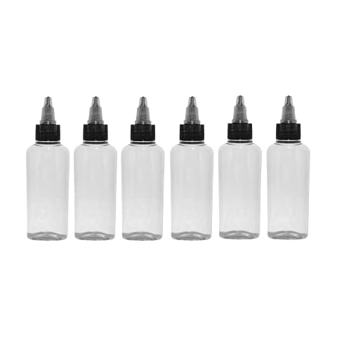 wolfmoon botanicals WM (Pack of 6) 2oz Clear Refillable, Empty PET Plastic Oval Bottles with Twist-Open (Yorker) Closure (2 oz Clear Oval) Cover