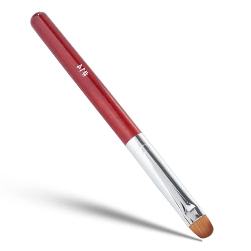 French Manicure Clean-Up Brush, French Gel Acrylic Nail Art Kolinsky Brush for Professional Manicure Cuticle Clean Up Nail Art Design, Red Wood Handle (14#)