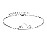 YFN Mountain Bracelet Sterling Silver Mountain Range Bracelet Nature Jewelry Gift for Skiers, Hikers, Campers, Climbers,Nature Lovers and Ocean Lovers