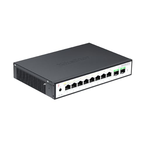 Image of 10-Port 2.5Gb Managed PoE Switch, 8X 2.5G PoE+ Ports (30W /Port, 100W Total), 2 x 10G SFP+, Fanless,Desktop /Wall Mount, for IP Cameras, NAS, WiFi 6 /7 APs