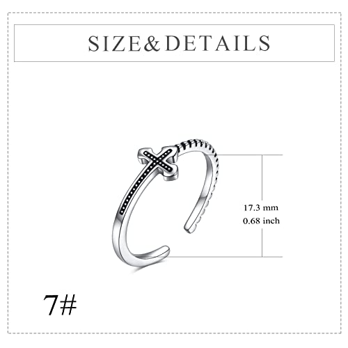 Yfn Cross Ring Sterling Silver Adjustable Cross Ring Jewelry Gifts For Women Men #TOP3
