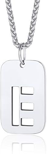 ChainsPro Men Dog Tag Necklace,Initial Letter Pendant with 22+2'' Chain,Silver/Gold/Black (Gift Wrapped)