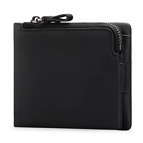 SENDEFN Portefeuille pour Homme en Cuir véritable avec Blocage RFID et Poche zippée pour pièces de Monnaie, AC_Kaki, Décontracté Cover