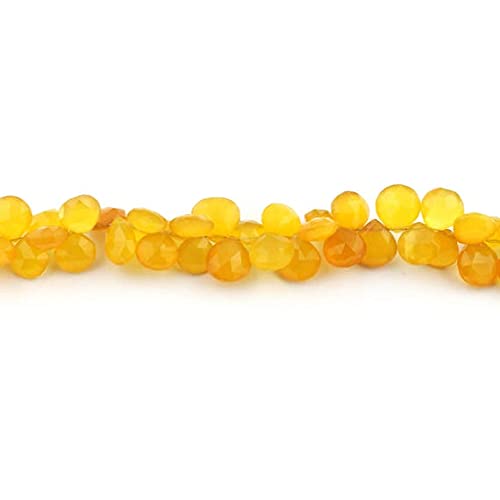 Calcédoine Jaune Naturelle en Cœur pour Créer vos Bijoux de Printemps Bohèmes