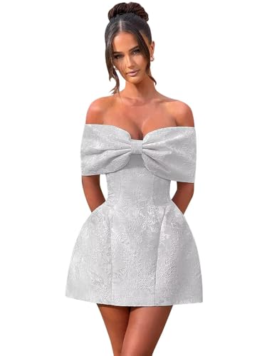 Short Homecoming Dresses for Teens Off The Shoulder Appliqued Satin Cocktail Prom Party Dress