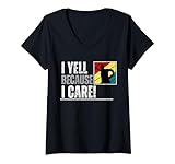 donna i yell because i care, maglietta da baseball per genitori maglietta con collo a v