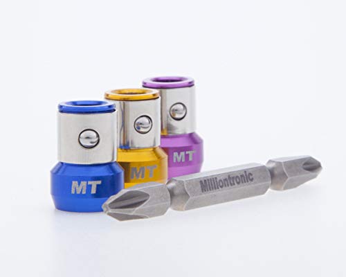 3 Magnetic Screw lock Sleeves and Double Head Phillips PH2 Screwdriver Bit. Accepts All 1/4