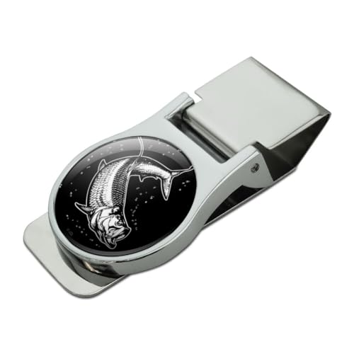 GRAPHICS & MORE Tarpon Fishing illustration Satin Chrome Plated Metal Money Clip