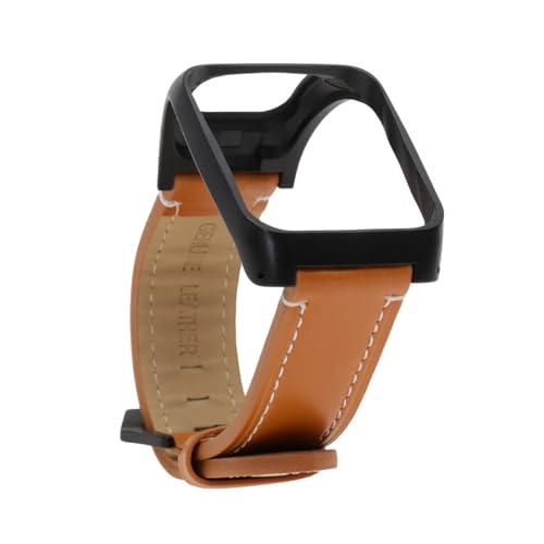 Preisvergleich Produktbild NICERIO Armband Kompatibel mit Tomtom Runner 3 / Runner 2 / Adventurer - Leder Ersatzarmband Verstellbares Armband Uhrenarmband Lederarmband mit Gehäuseschutz Smart Watch Zubehör Uhrenbänder (Braun)