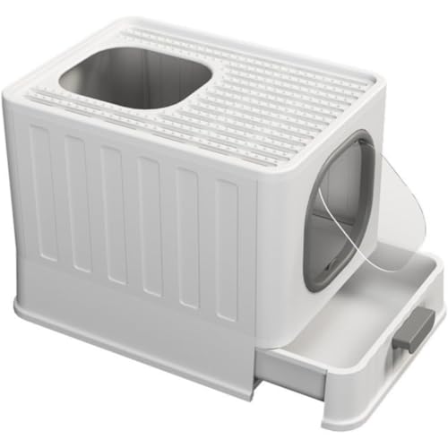 【Auyyhui】 猫用トイレ 猫用トイレ本体 ネコトイレ 大容量 大型 砂飛び散り防止 掃除容易 脱臭抗菌機能付き 組み立て簡単 引き出し付き 51*38*39cm サイズのネコトイレP22