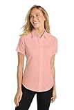 Joe's USA Womens Short Sleeve Wrinkle Resistant Easy Care Shirts-M-Light Pink