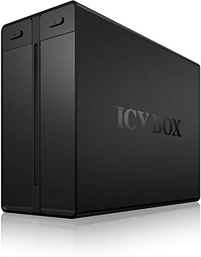 Icy Box IB-RD3662U3S Externes 2-fach RAID Gehäuse für 3,5' (8,9 cm) SATA HDD mit USB 3.0 und eSATA aus Aluminium (schwarz)