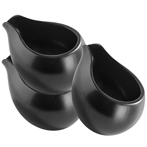 Garneck 3pcs Round Mouth Milk Spoon Sauce Bucket Espresso Pitchers Condiment Coffee Creamer Jug Milk Frother Cup Sauce Gravy Boats Dipping Sauce Cups Small Cream Jug Kettle Black Ceramics