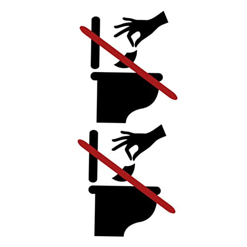 ABOOFAN 2 Sheets Removable Toilet Decal Bathroom Sign Sticker for Toilet Lid Decorative Warning Sign for Restrooms Easy to Apply and Remove for Schools and Supermarkets