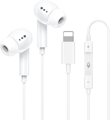 [Apple MFi Certified] Wired Headphones for iPhone 14 13 12,Earbuds with Lightning Connector Built-in...