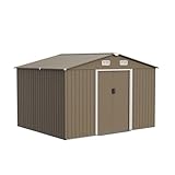 RTDTD 10FT x 8FT Outdoor Storage Shed, Waterproof, Lockable Door Metal Tool Shed with Sliding Door and Air Vents, Storage House for Gardening Tools, Metal Storage Shed for Garden, Backyard, Lawn