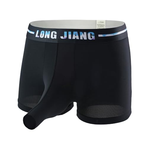 Men's Ice Silk Boxer Briefs Elephant Nose Trunks Separated Pouch Breathable Underwear Boxers
