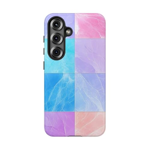 Coque Samsung S25 carreaux de marbre pastel brillante et résistante antichoc