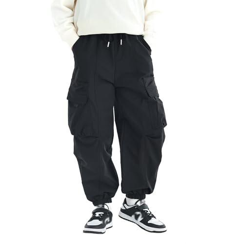 MINI PANDA Kid's Jogging Pants Boys' Quick-Dry Hiking Pants Teenage Cargo Pants,Medium Thickness