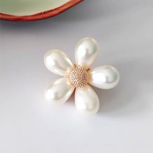 Image of Cute Pearl Flower Brooch Pin,Bowknot Bow Tie Suit Pin Pearl Silk Scarf Buckle Daisy Flower Brooch Jewelry for Women Birthday Gifts