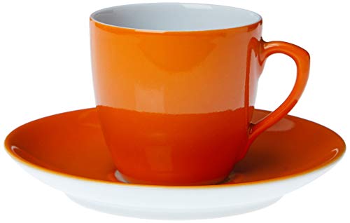 Taza de café con platillo, colores, naranja, Vista Alegre