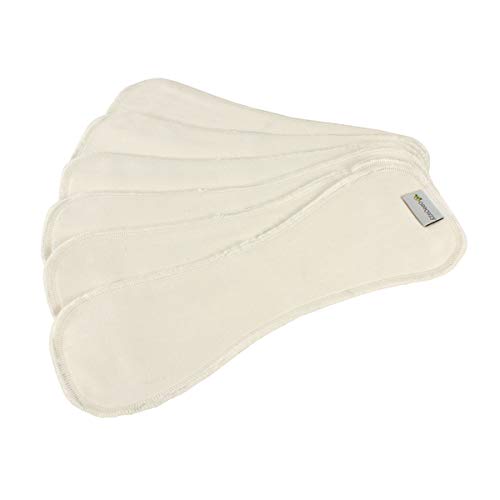 Image of OsoCozy Organic Cotton Blend Contoured Cloth Diaper Inserts, 6 Pack of 6-Layered Hourglass Shaped Add-in Inserts - Size 1 (4x12 inches) - Baby Size 6 to 15 lbs.