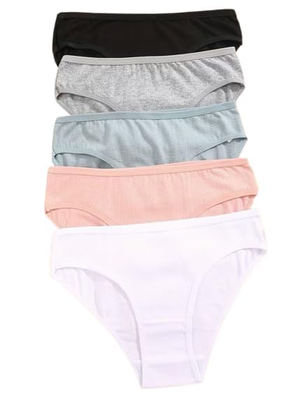 Soft Breathable Low-Rise Panties Suitable, Solid Color Minimalist Briefs with Low-Rise Waistline, Non-Sheer Full Coverage for Sensitive Pack of 5-image-24