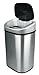 NINESTARS Automatic Touchless Infrared Motion Sensor Trash Can with Stainless Steel Base & Oval, Silver/Black Lid, 21 Gal