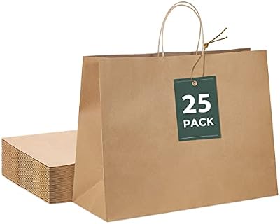 Halulu Brown Kraft Paper Bags with Handles for Retail & Gifts