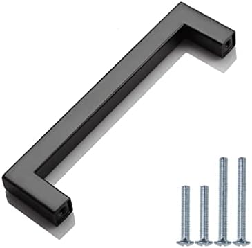 PinLin 20 Pack Kitchen Cabinet Door Handles Stainless Steel Bedroom Drawer Cupboard Pulls Hole Centre 128mm Width 12mm Black Square T Bar Handle