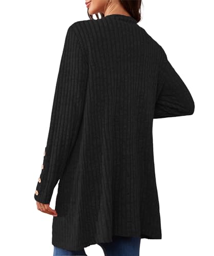 Askyes Womens Cardigan Sweater Long Sleeve Lightweight Open Front Button Closure Fall Cardigans for Women Casual with Pockets3