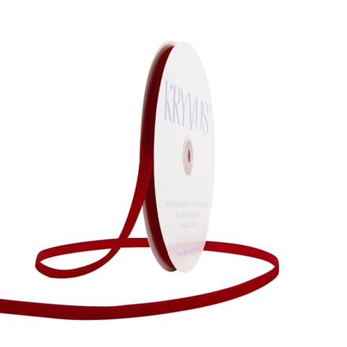 Kryvus Red Velvet Ribbon 3/8 Inch x 25Yards, Nylon Vintage Velvet Ribbons Perfect for Christmas Decoration, Handmade Craft, Gift Wrapping, Bow Making, Bouquet Packaging