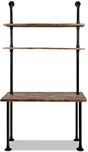 Diwhy Industrial Style Office Decor,Computer Desk with 2-Tier Storage Pipe Shelves,Bookshelf Laptop Desk,Studying Writing Table Workstation with Hutch for Home Ofiice(40 inches)