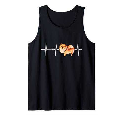 Pomeranian Heartbeat Love My Dog Tank Top, Black, S
