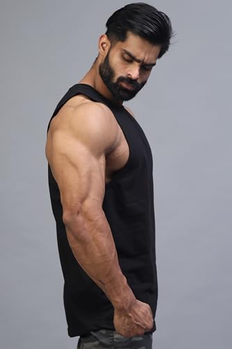 Image of JUARI BE A GENTLEMAN Men's Supper Combed Narrow Shoulder Gold Finish Sleeveless Deep Arm Cut Cotton Vest