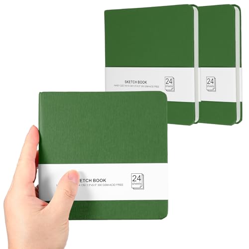 Carnet croquis aquarelle 300GSM PATIKIL mini bloc-note carré papier épais vert