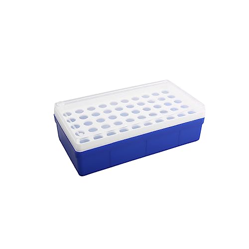 Othmro 1Pcs Acrylic Test Tube Rack Holder, 50Well Centrifuge Tube Holder, Rectangular Plastic Stand Bracket Rack Test Tube Rack for Labortory Holder Party Favors Decoration Blue