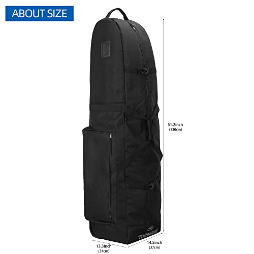 TurnWay Foldable Padded Golf Travel Bag, Heavy Duty 900D Polyester Golf Club Bag Waterproof Golf Carry Bag Cart Bag with Wheels, Soft-Sided Spacial Size for Golf Gear Transportation(Black) - Thumbnail 3