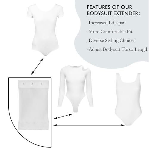 Image of Women's Bodysuit Extender with Snaps, Adds Length to Torso, Removable and Washable Crotch Extender