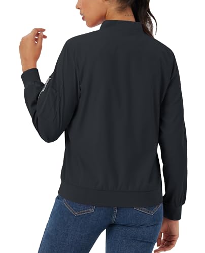MAGCOMSEN Women's Casual Jacket Lightweight Bomber Jackets 5 Pockets Windbreaker Zip-up Spring Fall Outerwear2