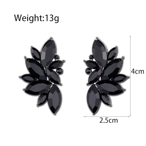 Black Rhinestone Statement Drop Earrings for Women Vintage Fancy Cluster Crystal Pageant Earrings Minimalist CZ Earrings Wedding Prom Accessories3