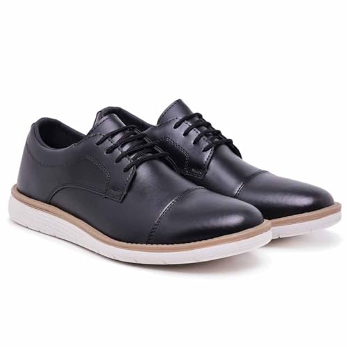 Kit Sapato Masculino Casual Oxfdord Polo State Heros com Carteira (41, Preto)