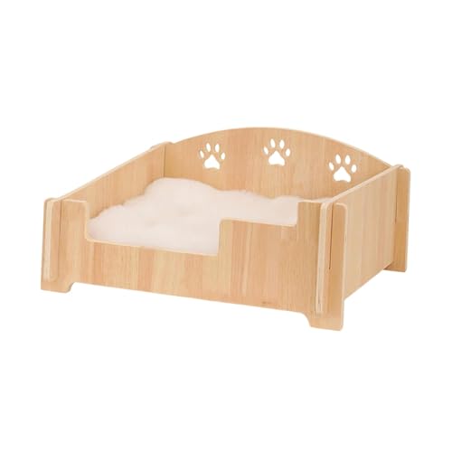 Lit pour chat en bois de qualité mobilier robuste surélevé style canapé avec coussin