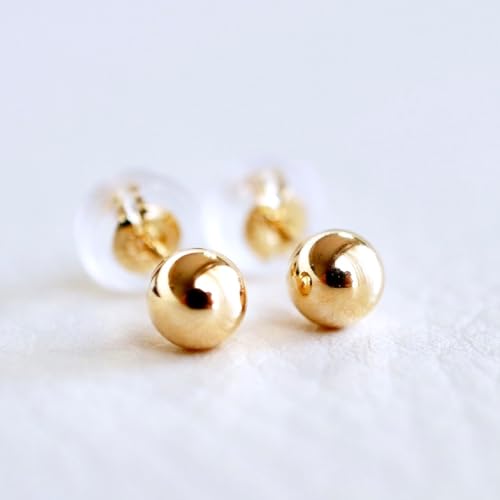 [ジュエリー]K18 18金 ゴールド 地金 シンプル ボール ピアス (4mm) 保証書付 242-008-b