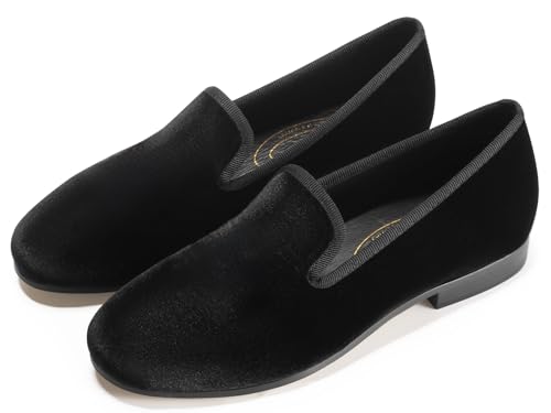 Image of Journey West Women's Velvet Loafer Flat with Embroidery Velvet Slippers
